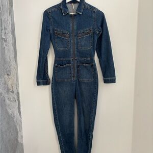 Free People Blue Denim Jumpsuit